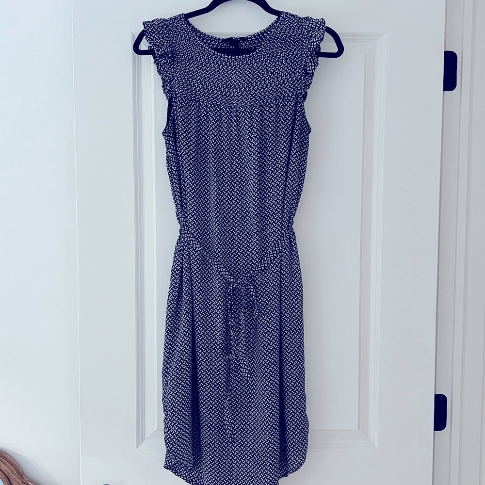 Sleeveless Smocked Neck Bow Print Dress